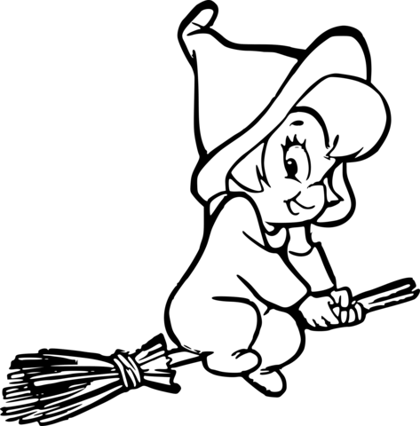 Cute Witch Coloring Page